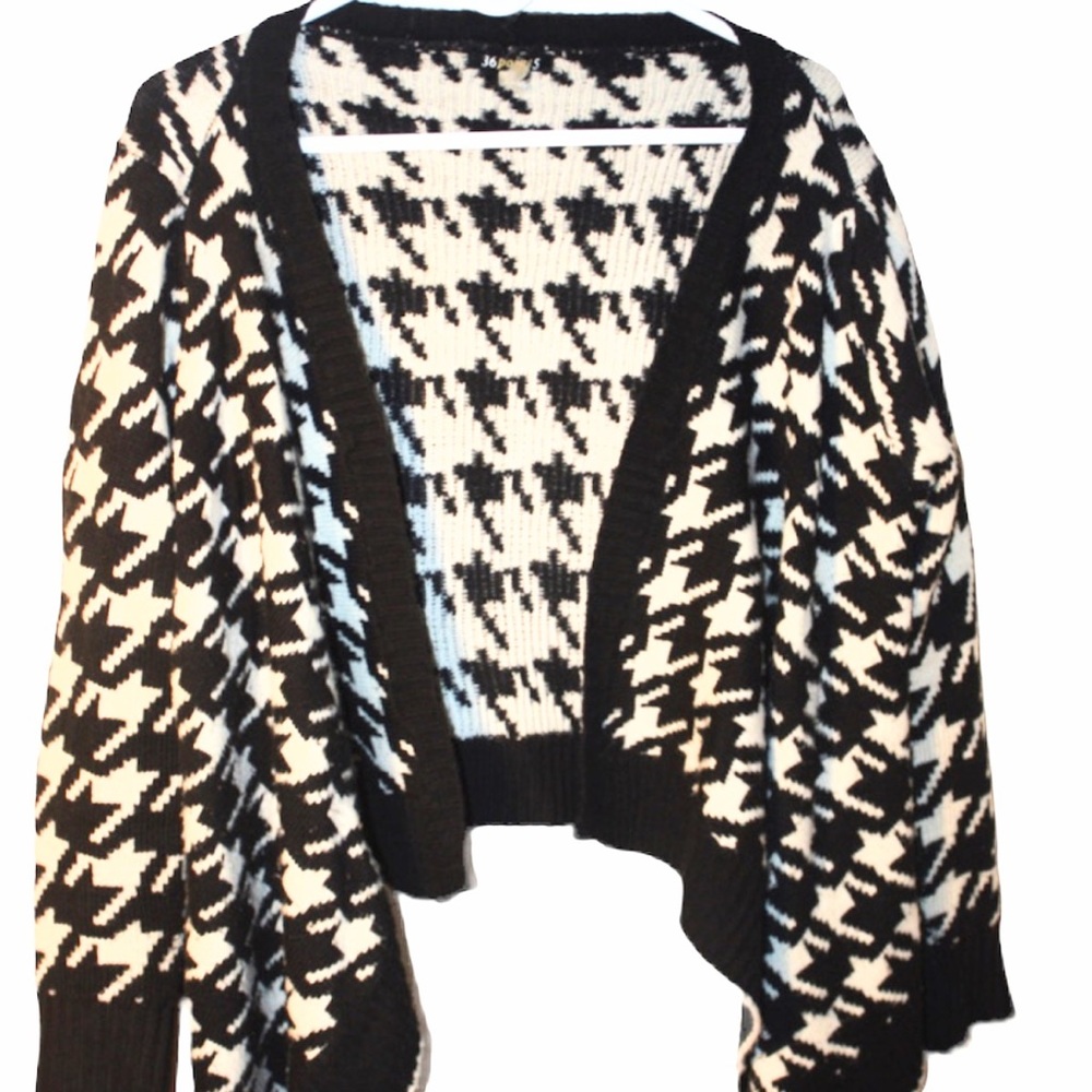36 POINT 5 HOUNDSTOOTH OPEN CARDIGAN SWEATER WRAP